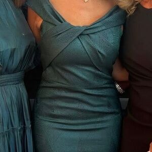 Off-Shoulder Stretch Jacquard Column Gown